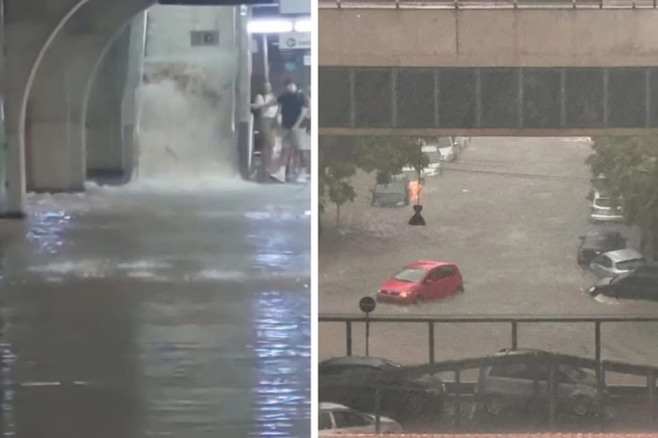 Tempestade atinge São Paulo; vídeos mostram estação de metrô sendo invadida pelas águas