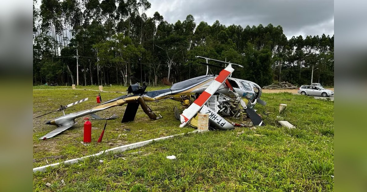 Acidente grave com helicóptero em Santa Catarina deixa cinco vítimas e mobiliza os bombeiros