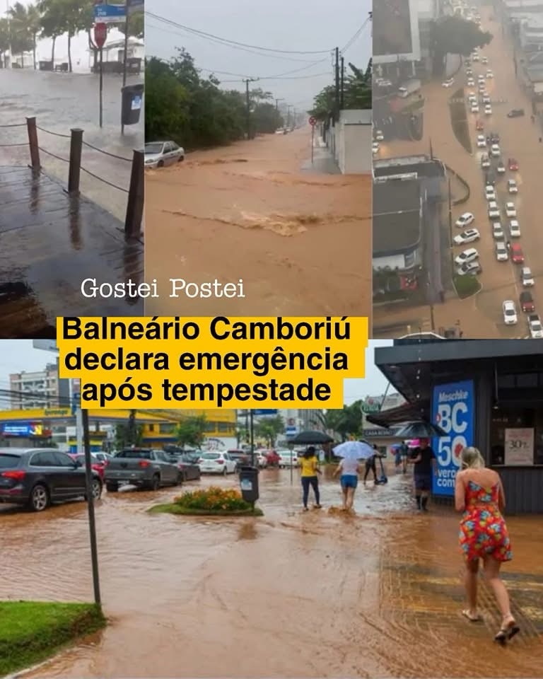 Balneário Camboriú declara emergência após tempestade; vídeo mostra pessoas com água na altura do peito